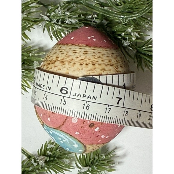 VINTAGE 1990 Hand‎ Painted Austrian Wooden Santa Egg Shaped Christmas Ornament - Picture 10 of 11